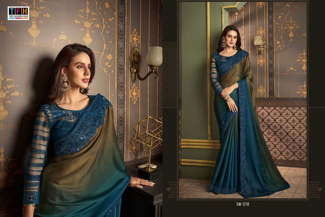 Sandalwood 12th Edition By Tfh Heavy Designer Party Wear Sarees Wholesale Market In Surat